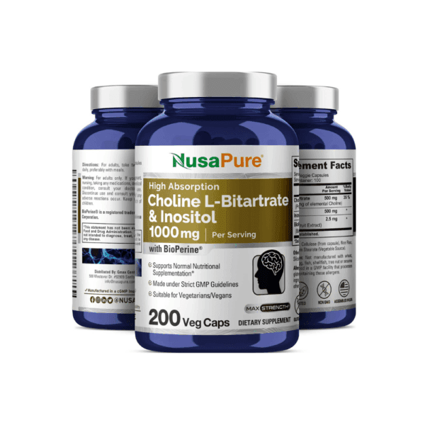 Colina Cholina Choline & Inositol 1000 Mg 200 Capsulas Vegan