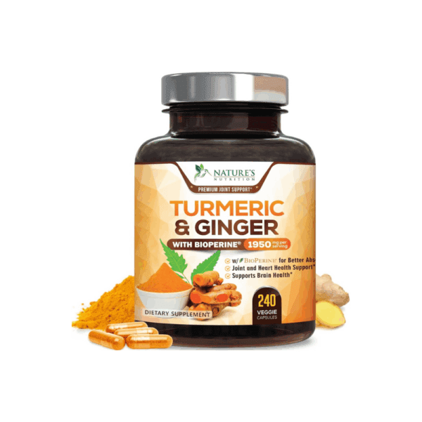 Curcuma con BioPerine & Jengibre 1950mg – Pimienta Negra para Absorción, 240 capsulas